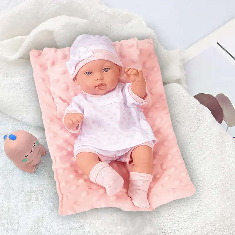 12-inch Reborn Baby Doll with Matching Pink Outfit，Paired with Blankets and pillows， Halloween/Thanksgiving / Christmas gifts Clothes For Dolls Dress Up Dolls