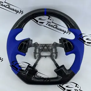 Blue Leather Carbon Fiber Steering Wheel Fit for Acura TL 2003-2007 with Trim