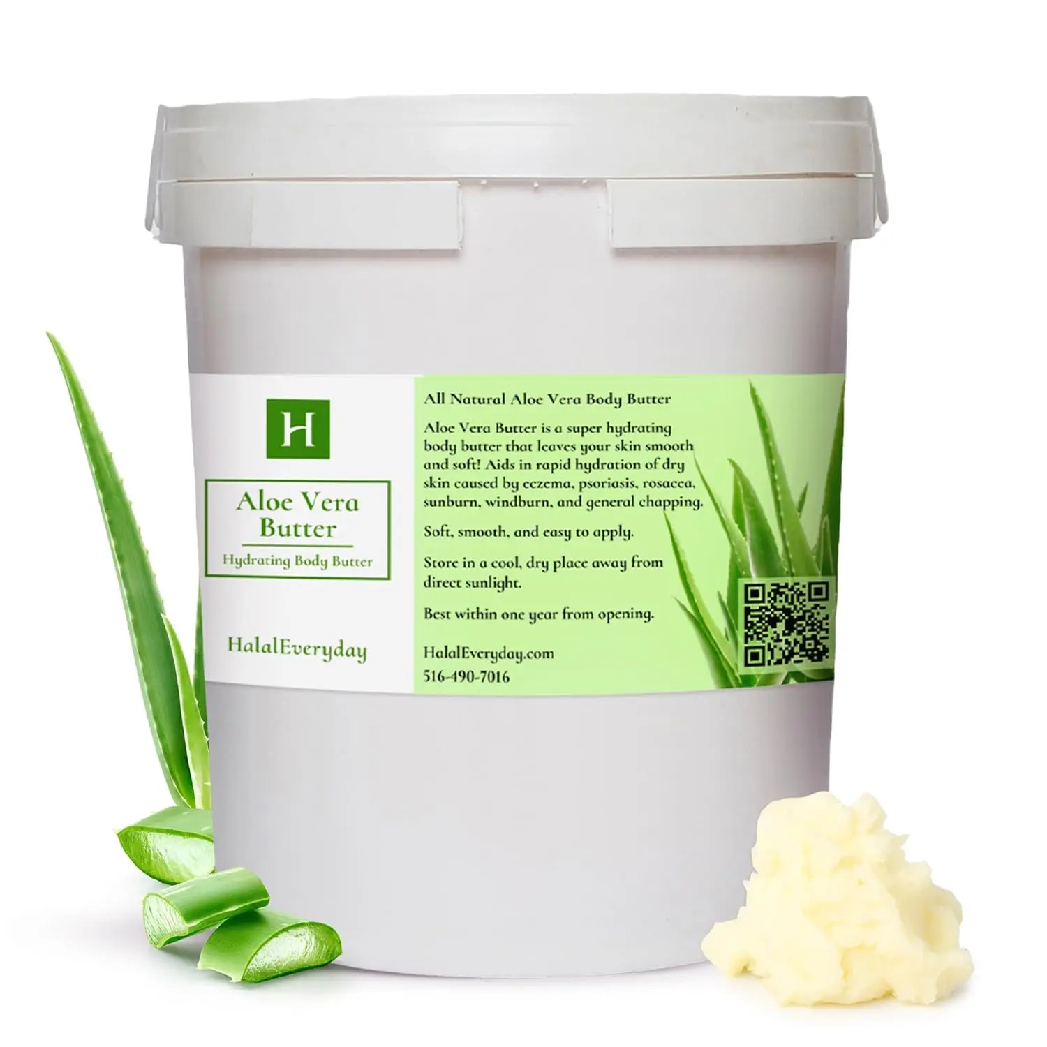 HALALEVERYDAY Aloe Vera Butter 16oz Cosmetic Grade Body Butter Base DIY Lotion Cream Soap Making Personal Care Ingredient Fragrance Free Alcohol Free