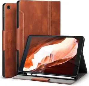 Case for iPad 9th Generation/iPad 8th Generation with Pencil Holder Vegan Leather  Cover for iPad 10.2'' 9th/8th/7th Gen (Brown)
