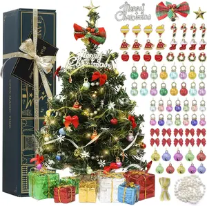 Mini Christmas Tree Tabletop Small Christmas Tree 12 inch Cute Xmas Table Decoration for Office Desk Shelf Dorm Party Tiny Table Top Décor Miniature 1/6 Scale Elf Accessories Shining Xmas Gift