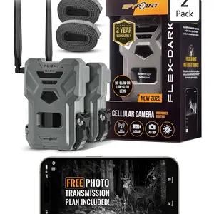 SPYPOINT Flex-Dark Twin Pack Cellular Trail Camera, 40MP Photos, 1080p Video + Sound, No-Glow Game Camera, Hunting Night Vision, Motion Activated,100ft Detection, No WiFi Needed Trail Cam