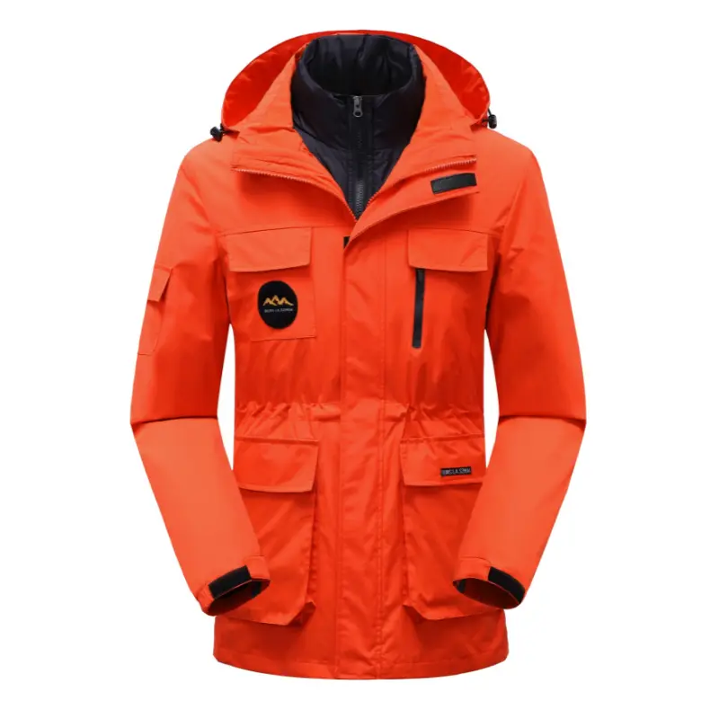 Unisex Outdoor Hooded Jacket, Water-Resistant Polyamide Shell with Detachable Liner, Long Sleeve for All Seasons Cycling & Hiking, Multi-Size XS-XL