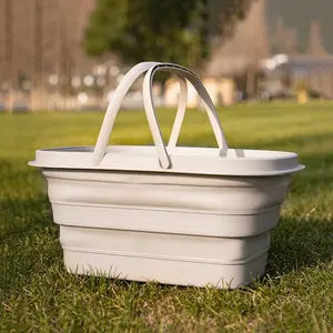 1pc Foldable Sink and Picnic Basket- Durable PVC, Perfect for Camping, Hiking, Dishwashing, and Family Gatherings, Multifunctional and Easy to Store, Family Gathering Accessories |   Foldable and Practical |   Sturdy Han