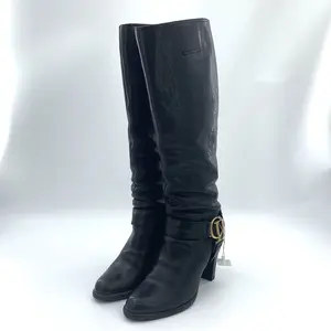 RDLTS— Dior Black CD Leather Knee-High Riding Boots Size US 6.5