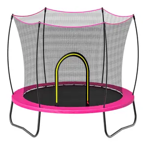 Fahuac 55in Playground Trampoline with Safety Enclosure - No-Gap Design, Galvanized Steel Powder-Coated Frame, 3 U-Legs, UV-Resistant Net, Indoor/Outdoor for Kids Outdoor Play