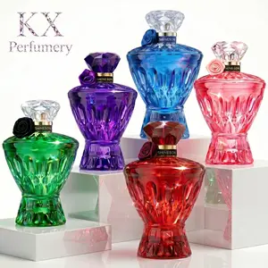 Luxury Gemstone KX Perfume Set for Him & Her, 5-Piece Crystal Eau de Parfum Bundle, Ruby Red, Emerald Green, Twilight Amethyst, Pink Crystal & Sapphire Blue Bottles, Long-Lasting Gift Set Summervibes