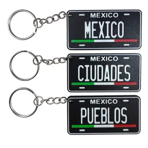 CIUDADES Y PUEBLOS Mexico Llavero de Plastico Personalizado Estilo Mini Placa 3D | Custom Keychain Mexican Cities & Towns Mini License Plate Design | Llaveros Personalizados de Plastico PLA Plastic Keychains