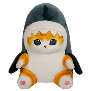 20cm Cute Shark Cat Plush Toy Doll  Japanese Popular Cartoon Shark Cat Doll Pillow Gift for Childrens Birthday Present