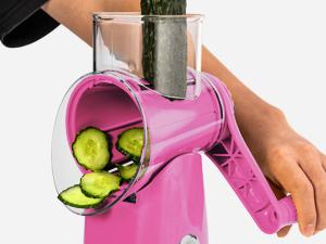 SUSTEAS Rotating Food Grater Chopper with Handle, with 5 Well-Designed Blades and Strong Suction Cup Base, Comes with 1 Blade Storage Box Vegetable Cutting Slicer Vegetable Slicer Dicer Kitchen Utensils Vegetable Fruit Cutter