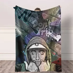 Soft Funny Throw Blanket Urban Art Flannel Blanket, Mac Miller Graffiti Print, Warm Cozy Lightweight, Perfect for Living Room, Bedroom, College Dorm, Office, Travel, Makes a Thoughtful Gift for Music Lovers, Street Style Enthusiasts, or as Home Decor.