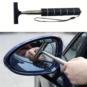 Retractable Windshield Wiper with Extendable Handle, Versatile Rearview Mirror Wiper for Cars, Portable Car Lens Drip Cleaner, Universal Auto Accessory, Car Cleaning Supplies