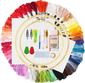 91 Pcs Embroidery Kits for Beginners 50 Colors Embroidery Supplies Cross Stitch Kits Embroidery Starter Kit Cross Stitch for Adults Needlework Supplies