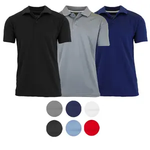 3-Pack Men's Classic Dry Fit Moisture-Wicking Shortsleeve Polo Shirt Collar Menswear