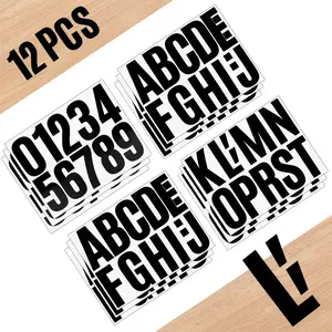 12 PCS Large Self Adhesive Vinyl Letters Numbers Set,4 Inch Mailbox Numbers Stickers for Mailbox,Signs,Window,Door,Cars,Trucks,Home,Address Number,Christmas Party,Father's Day Gift,Hand Tools Kits