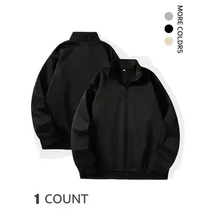 Men’s Casual Half-Zip Sweatshirt, Comfortable Fabric, Slim Fit, Cartoon Print, Autumn & Winter Wear, Everyday Fashion Essential
