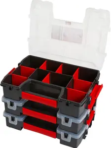 RAFTSMAN Storage Organizer, Small Parts Organizer, 3-Packs with 10-Compartments, Lid Includes Secure Latch (CMST60964M)