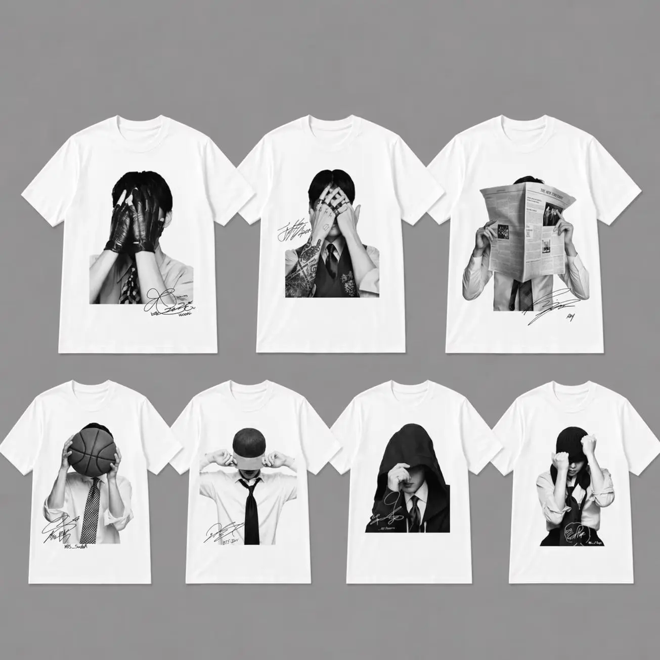 Kpop Idol Portrait Graphic Tee, Bangtan Signature Print Unisex Tshirt, World Tour 2026 Casual Concert Merch