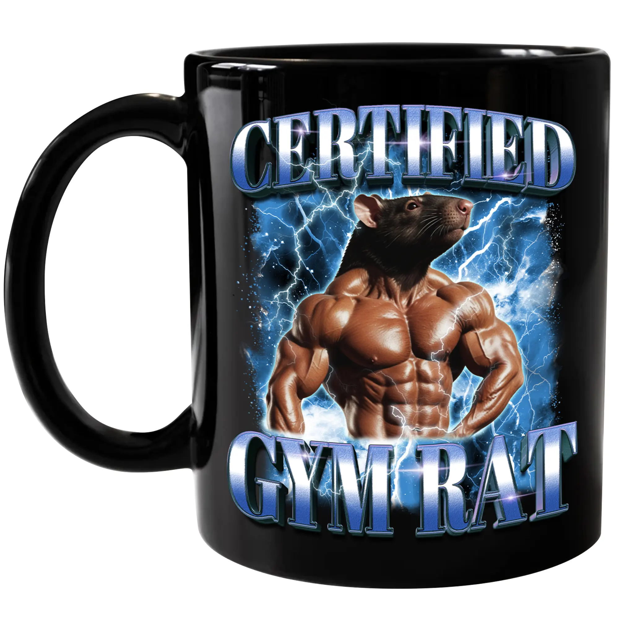 Certified Gym Rat Ceramic Mug, Funny Vintage 90s Style Coffee Mug For Gymer, Funny Gym Meme Tea Cup, Gym Lovers Cup, Gift For Gymer