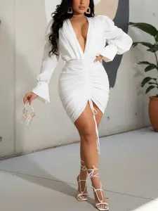 Deep V Tie Dress, Elegant Fit Dress, Fashionable Cut, Perfect Elegance for Evening Parties, Ideal for Banquets and Events