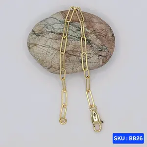Baby Bracelet Paperclip Link Style Laminated-Gold 6 Inches 3 Millimeters for Babies & Small Kids Size Jewelry Accessory. SKU : BB26