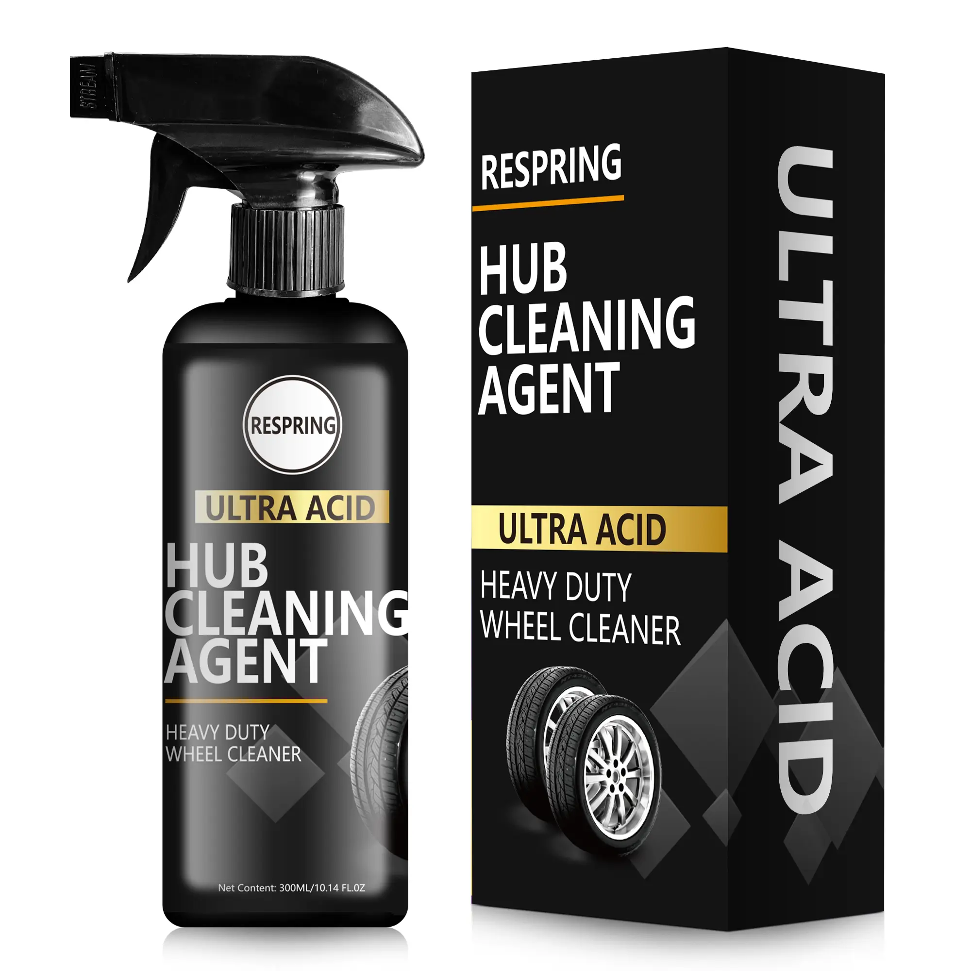Non-Acidic Automotive Tire & Hub Cleaning Liquid, Car Detailing Sprayable Formula - 300ml DIY Car Care Solution for Deep Cleaning, Repair & Polishing Without Damage