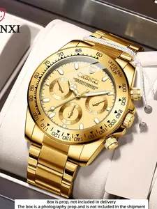 Fashionable Men's Quartz Luminous Waterproof Wrist Watch with Round Analog Face, Waterproof Night Glow, Calendar Feature, Alloy Case, Stylish Gift for Students