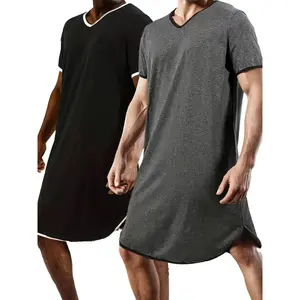Men’s sleepwear loungewear set for spring/summer, short sleeves, crew neck, loose fit, breathable soft fabric, comfortable home wear