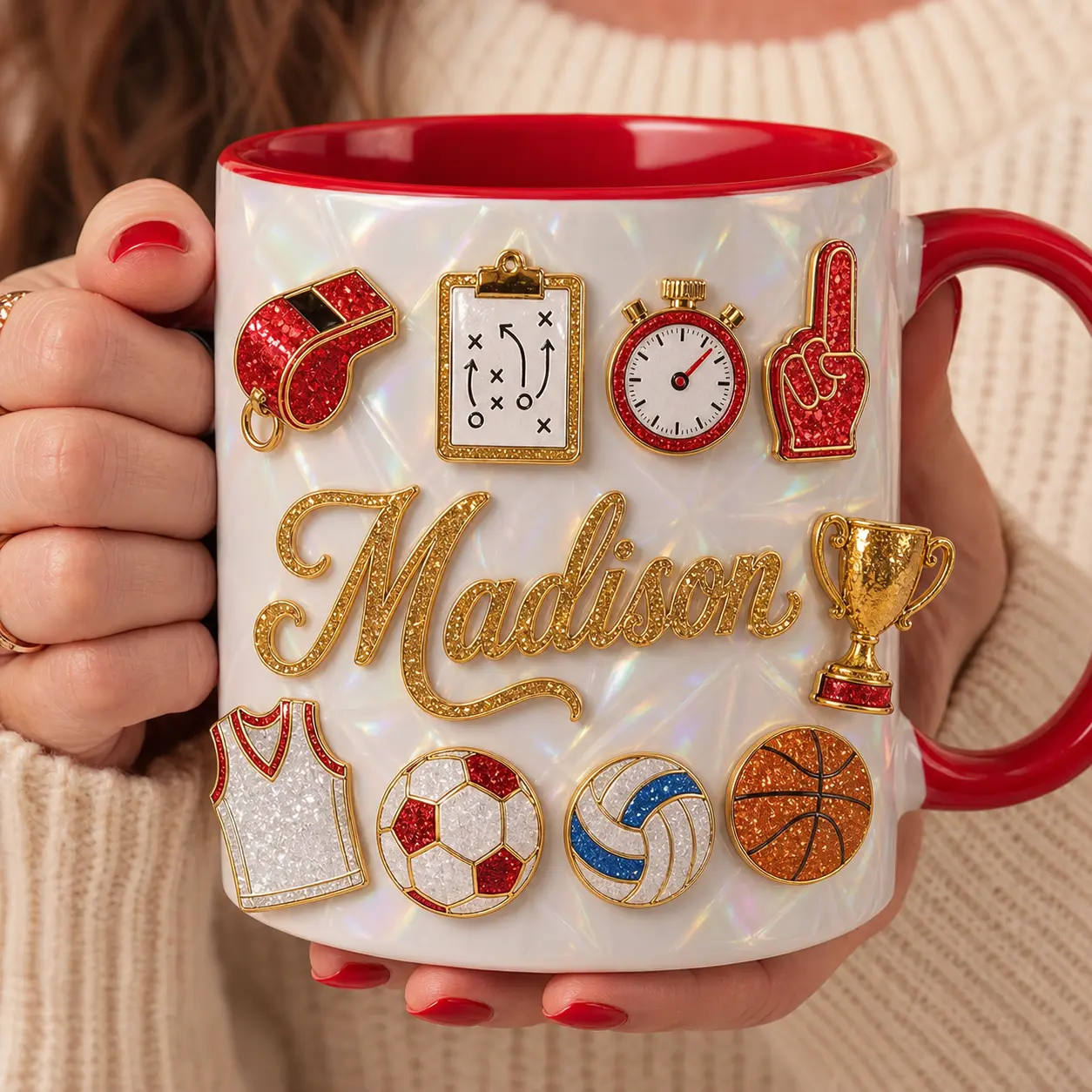 Custom Coach Gift Mug Personalized Coffee Cup 2D Printed 3D Effect Sports Design Durable Ceramic for Coaches Trainers Mentors Teachers School Staff Team Leaders Family Friends Back to School Birthday Holiday Appreciation Meaningful Gift Idea
