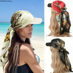 A unique ethnic-style headscarf/hat with an integrated brim, suitable for everyday sun protection, casual outings, and various ethnic-patterned designs. Made of silk.