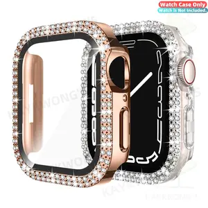 KAYKWONG'S Double Row Simulated Diamond Design Watch Screen Protector Case f or Iwatch Series 11/10/9/8/7/6/5/4/3/2/1/se Ultra, Durable Protection for 38mm/40mm/41mm/44mm/45mm/46mm/49mm Models