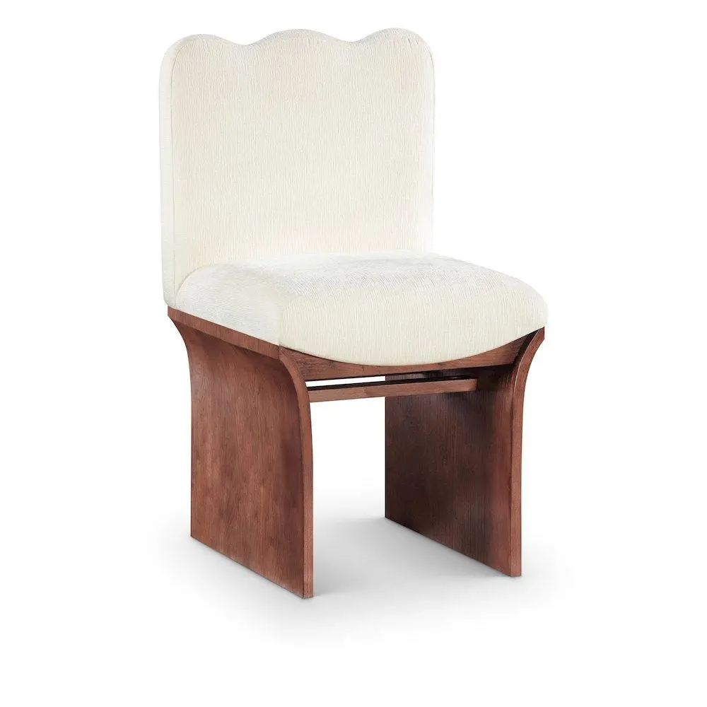 Shaw Cream Chenille Fabric Upholstered Dining Chair with Upholstered Seat