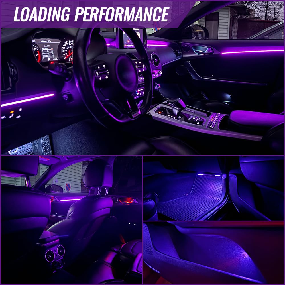 LED Car Lights Interior with USB Port, LED Strip Fiber Optic Ambient Lighting Car, Wireless App Control, Sync to Music, Car Decorations Interior Accessories Gifts for Women Men, 2 in 1 diy mode rgb