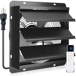 12 Shutter Exhaust Fan Wall Mounted with EC Motors and Remote Control, Timer, 8 Speeds, 1250CFM, Low Noise, Easy to Install, Plug in Ventilation Fan for Garages, Shops, Greenhouse, Attic