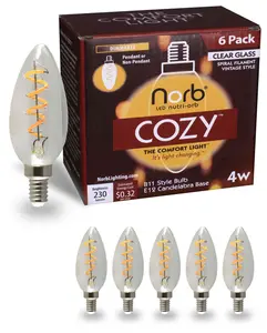 Norb Cozy LED Candelabra Bulb – Warm, Relaxing Light for Wellness (6 Pack)