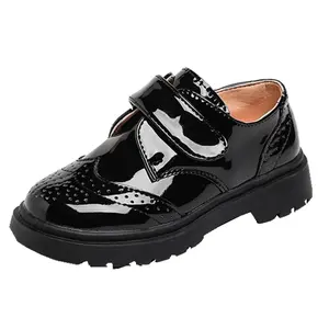 Children's Shoes, Boys' Leather 2025 New Black Soft Sole Speech Birthday Comfortable And Elegant Shoes