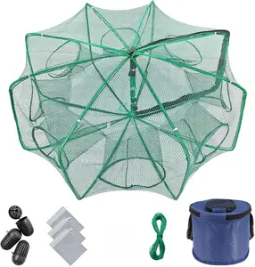 Minnow Trap with Foldable Fishing Net & Collapsible Fish Bucket - Crab, Crawfish, Shrimp Trap for Freshwater Saltwater Fishing