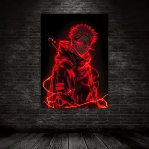 [Sale Up To 50% Off] 16x24 Unframed Jujutsu Kaisen Artistic Metal Wall Art - Yuji Itadori & Sukuna Mountable Paper Photo Print, Anime Room Home Decor Decoration