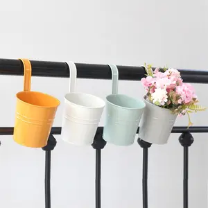 4-Piece Hanging Flower Pot Set, Detachable Iron Bucket Vase, Floral Holder Rack, Ideal for Balcony, Garden, Home Decor