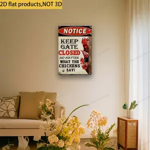 2D Flat, 1pc Vintage Humorous Chicken Coop Sign - 'Keep Gate Closed' Metal Wall Art, Rustic Iron Decor for Home, Bar, Cafe, Garage - Easy to Hang, No Electricity Needed, Perfect Outdoor & Indoor Decoration, Chicken Coop Accessories, Bar Dec