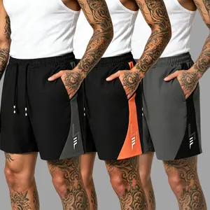 1/3 Pack Quick-drying, breathable men’s shorts; casual athletic style with a wrinkle-resistant polyester blend; suitable for running, soccer, badminton, basketball, ping pong, weightlifting, fitness training, and the beach; men’s sports shorts set.