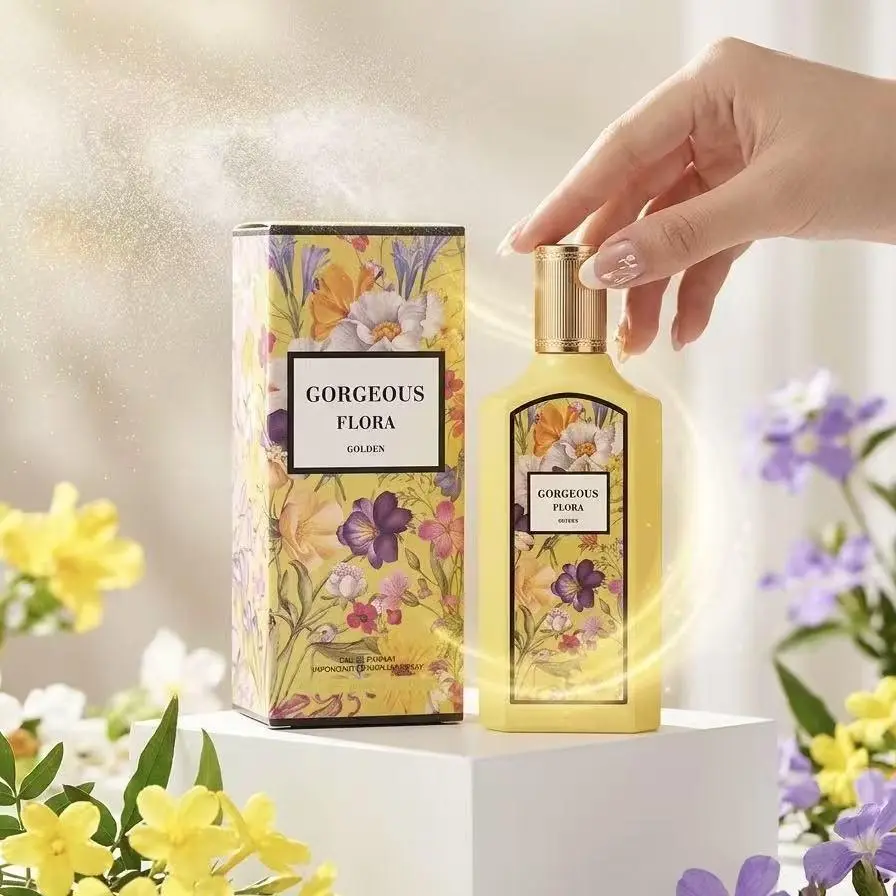 Women's GORGEOUS FLORA GOLDEN Eau de Parfum - 100ml Single Item, Golden Jasmine & Solar Floral Scent, Atomizer Bottle Fragrance for Girly Modern Women, Atomizer Women's Fragrance, Bottle Women's Fragrance
