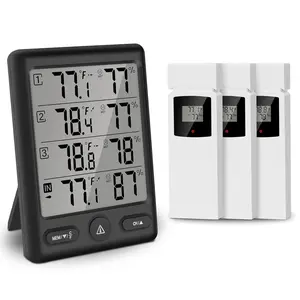 Indoor Outdoor Thermometer  with 3 Remote Sensors, Digital Hygrometer Indoor Thermometer, Temperature Humidity  Gauge with 200FT/60M Range (Balck, 8646)
