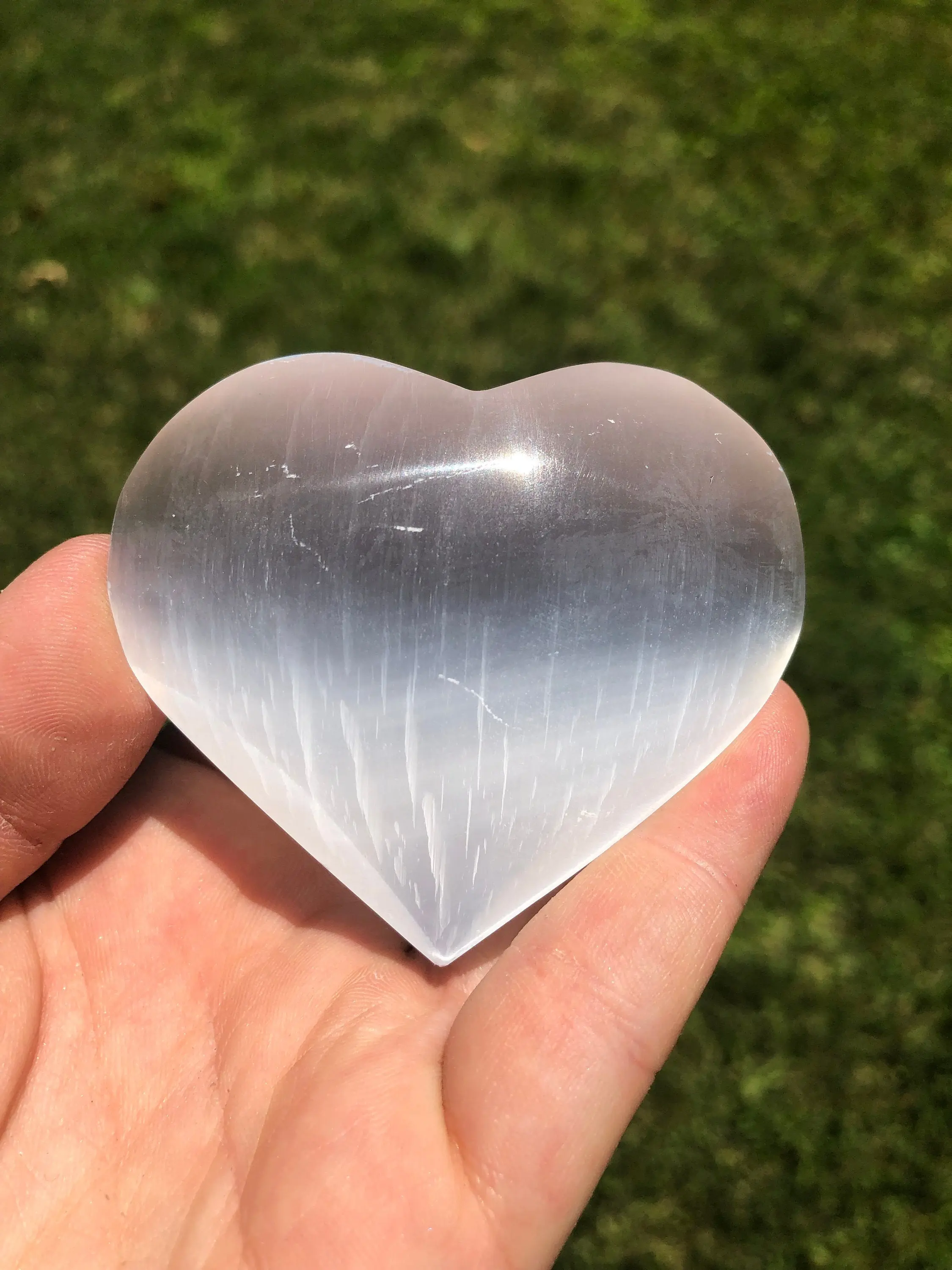 New Moon Beginnings Selenite Heart (Polished) Stone - Clear with Smooth Surface, Natural Coloration, Ideal for Meditation and Energy Practice