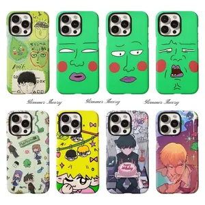 Anime Mob P-Psycho 100 Phone Cases For iPhone 17 Promax Pro Air 16 Plus 15 14 13 12 11 2-IN-1 Glossy Film Shells Hard Sturdy Shockproof Protective Cover Gift For Birthday Christmas Valentine Halloween