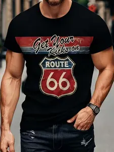 New Summer Round Neck T-Shirt, Trendy Casual Short Sleeve Men's Top, Fashion Slim Fit, Breathable, Cool Letter Print