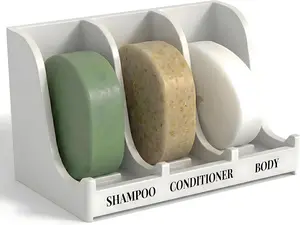 Soap Holder for Shower Wall, 3-Compartment Soap Dish for Shampoo, Conditioner and Body Soap, Fast Draining & Rust-Proof & Heavy Duty, Ultra-Strong Adhesive for Long-Term Bathroom Use & Freestanding
