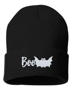 Halloween Bat Beanie, Bat BOO Cuffed Beanie, Halloween Costume Hat