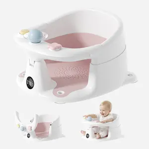 BabyBond Baby Bath Seat for 6 Months & Up with Built-in Thermometer, Strong Suction Cups & Sensory Toys, Non-Slip, Comfortable Infant Bath Seat for Babies Sitting Up