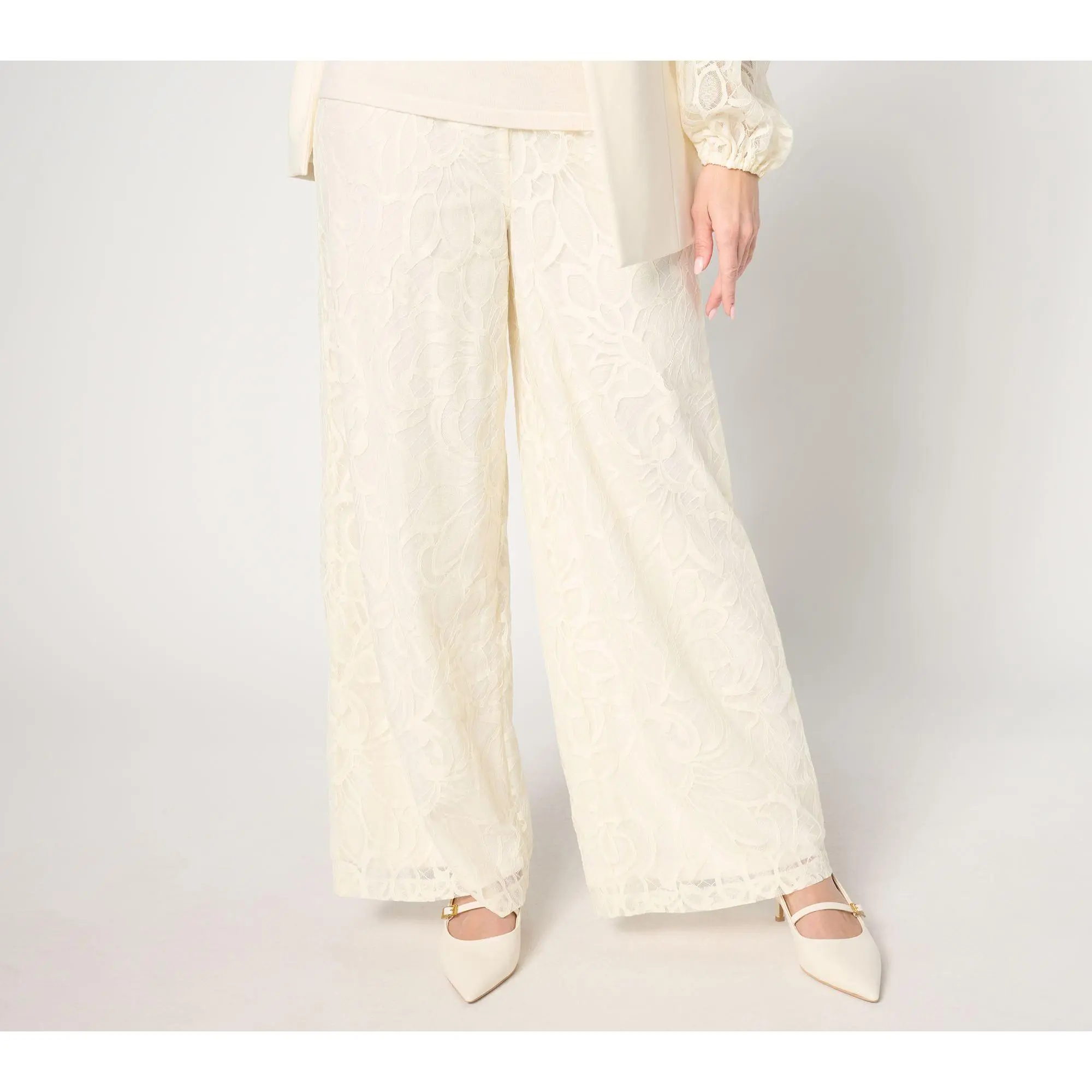 Dennis Basso Regular Fully Lined Lace Pants